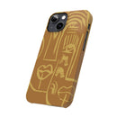 Abstract Face Line Art Slim Phone Case | Minimalist Brown Sketch