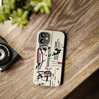 Abstract Face Line Art Slim Phone Case | Minimal Pink Accent