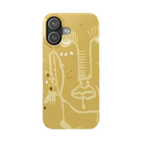 Abstract Line Face Slim Phone Case | Minimalist Art, Mustard Yellow