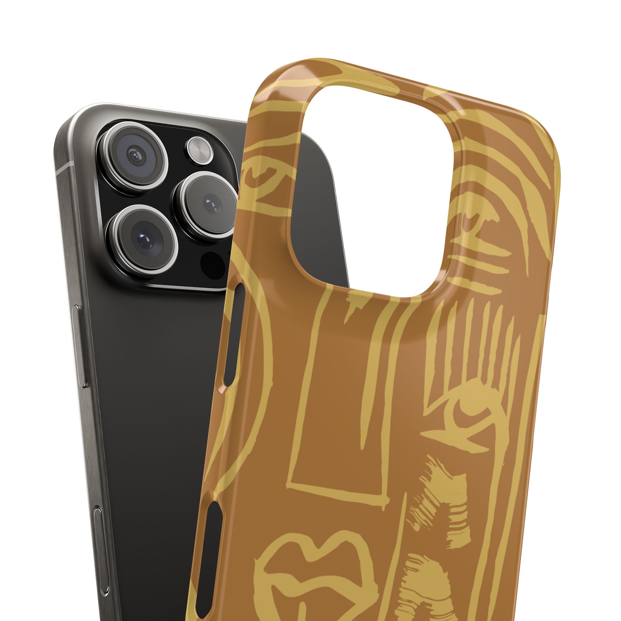 Abstract Face Line Art Slim Phone Case | Minimalist Brown Sketch
