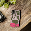 Slim Phone Case — Retro Monstera Plant Pink Green Botanical Design