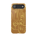 Abstract Face Line Art Slim Phone Case | Minimalist Brown Sketch