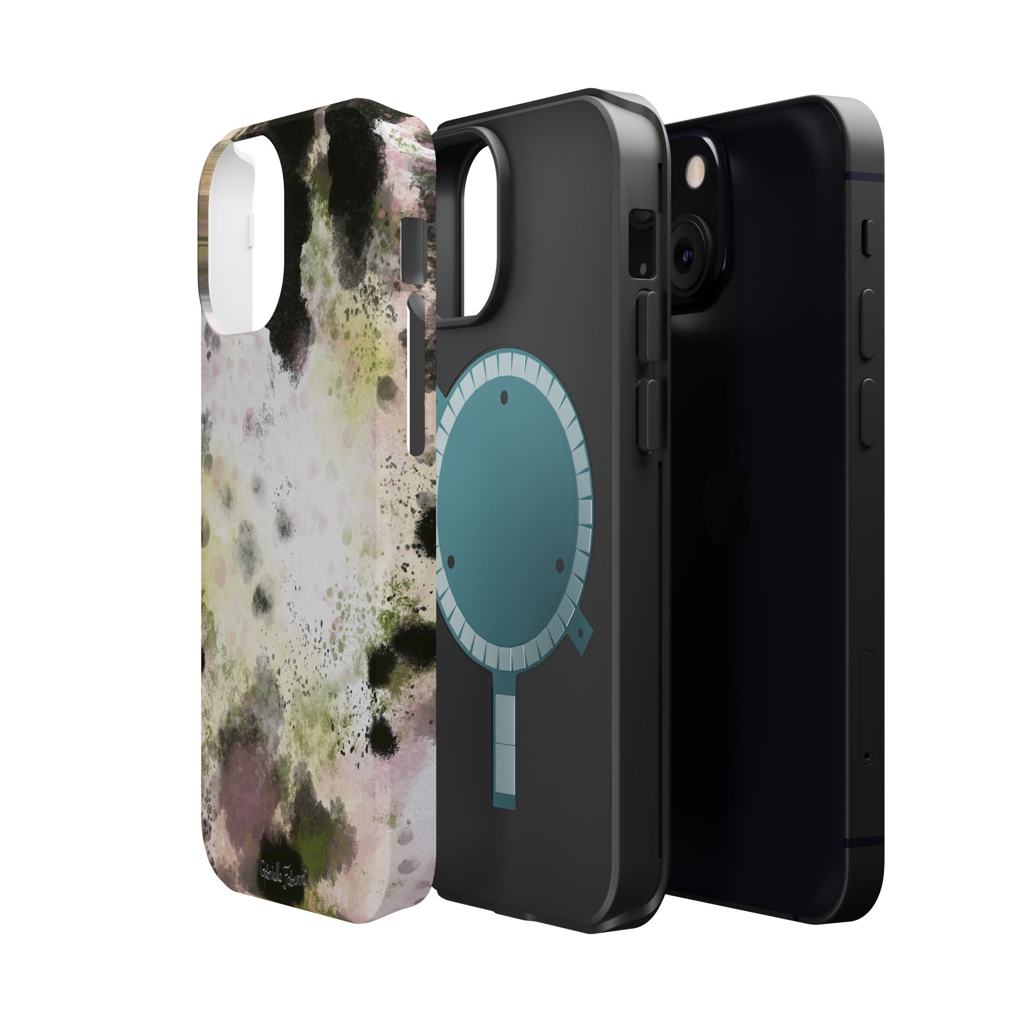 Watercolor Moss Phone Case — Impact‑Resistant Magnetic iPhone Cover