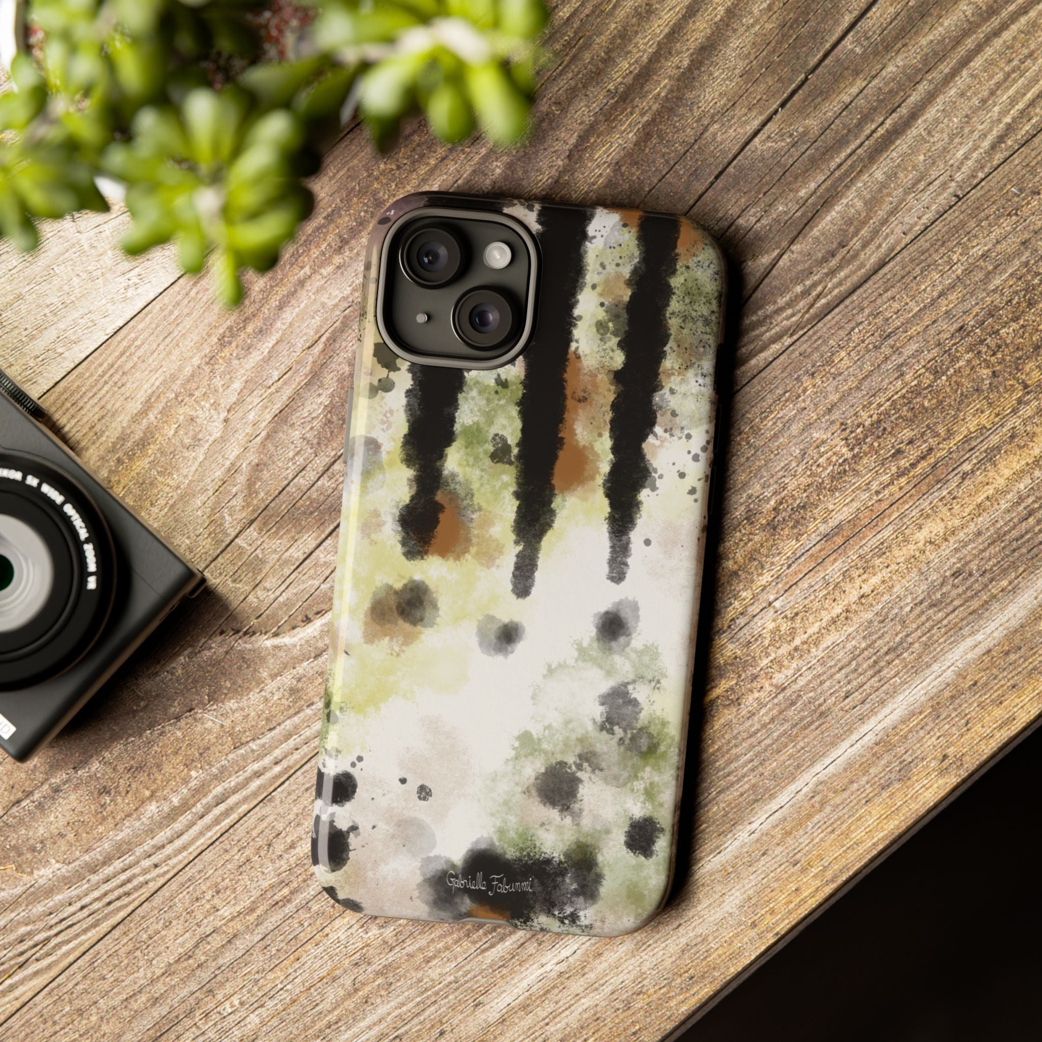 Abstract Camouflage Tough Phone Case — Watercolor Drip Design