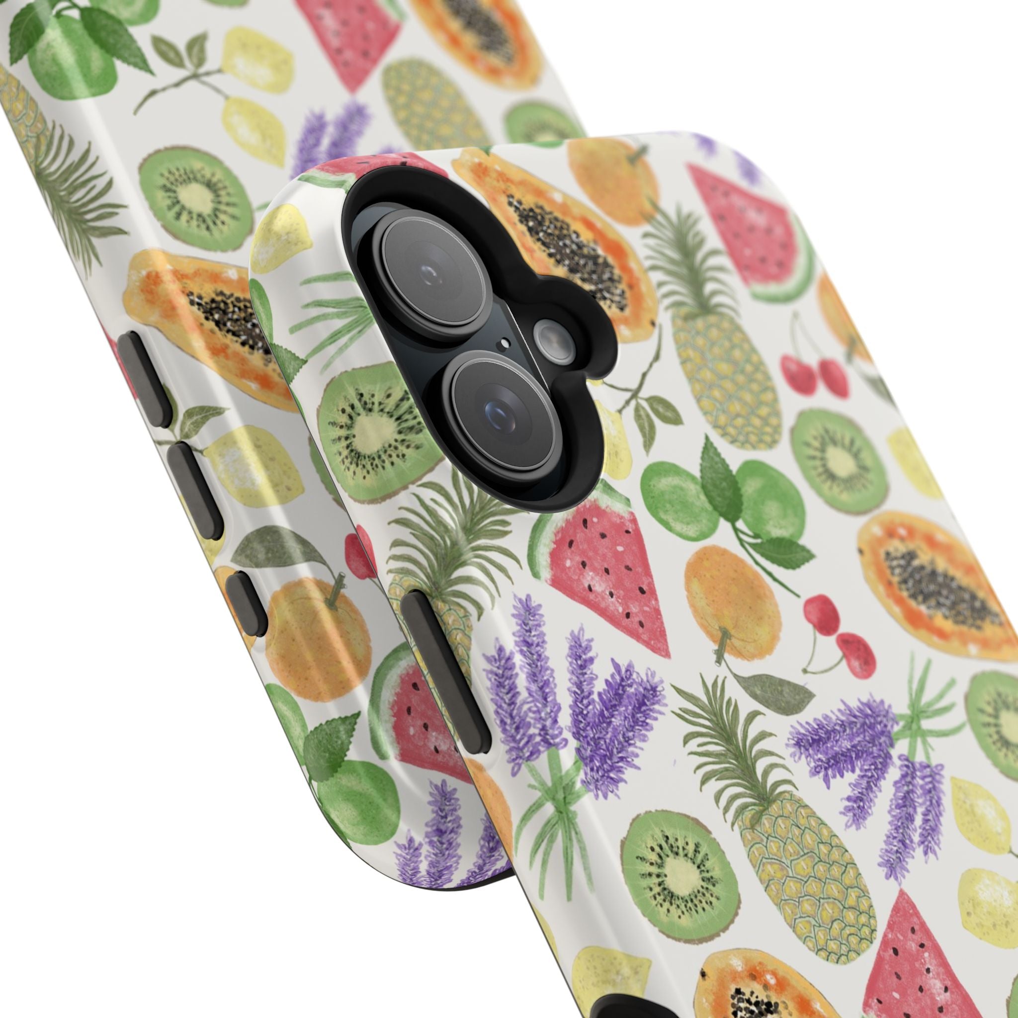 Tropical Fruit Magnetic Impact Phone Case — Watercolor Kiwi, Papaya & Watermelon