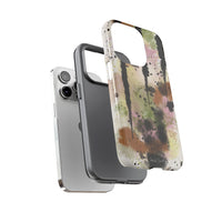 Watercolor Ink Splash Tough Phone Case — Abstract Olive, Blush & Charcoal Protective Cover