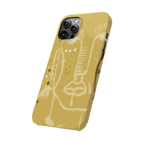 Abstract Line Face Slim Phone Case | Minimalist Art, Mustard Yellow