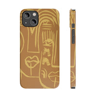Abstract Face Line Art Slim Phone Case | Minimalist Brown Sketch