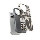 Floral Block Print Tough Phone Case — Black & White Botanical Protective Cover