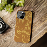 Abstract Face Line Art Slim Phone Case | Minimalist Brown Sketch