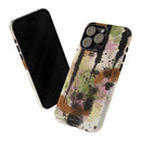 Watercolor Ink Splash Tough Phone Case — Abstract Olive, Blush & Charcoal Protective Cover