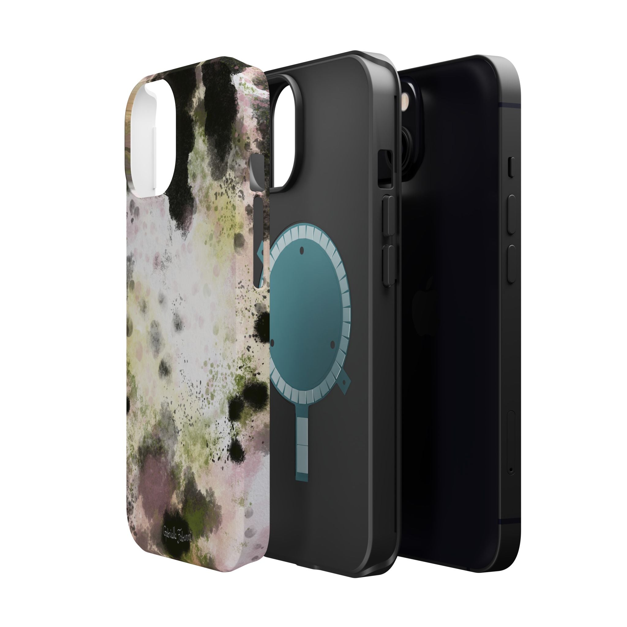 Watercolor Moss Phone Case — Impact‑Resistant Magnetic iPhone Cover