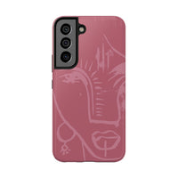 Abstract Line Face Tough Phone Case | Blush Pink Minimalist Art