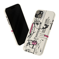 Abstract Face Line Art Slim Phone Case | Minimal Pink Accent