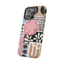 Abstract Floral Magnetic Phone Case — Impact-Resistant Protective Cover with Pink & Teal Collage Design