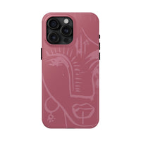 Abstract Line Face Tough Phone Case | Blush Pink Minimalist Art