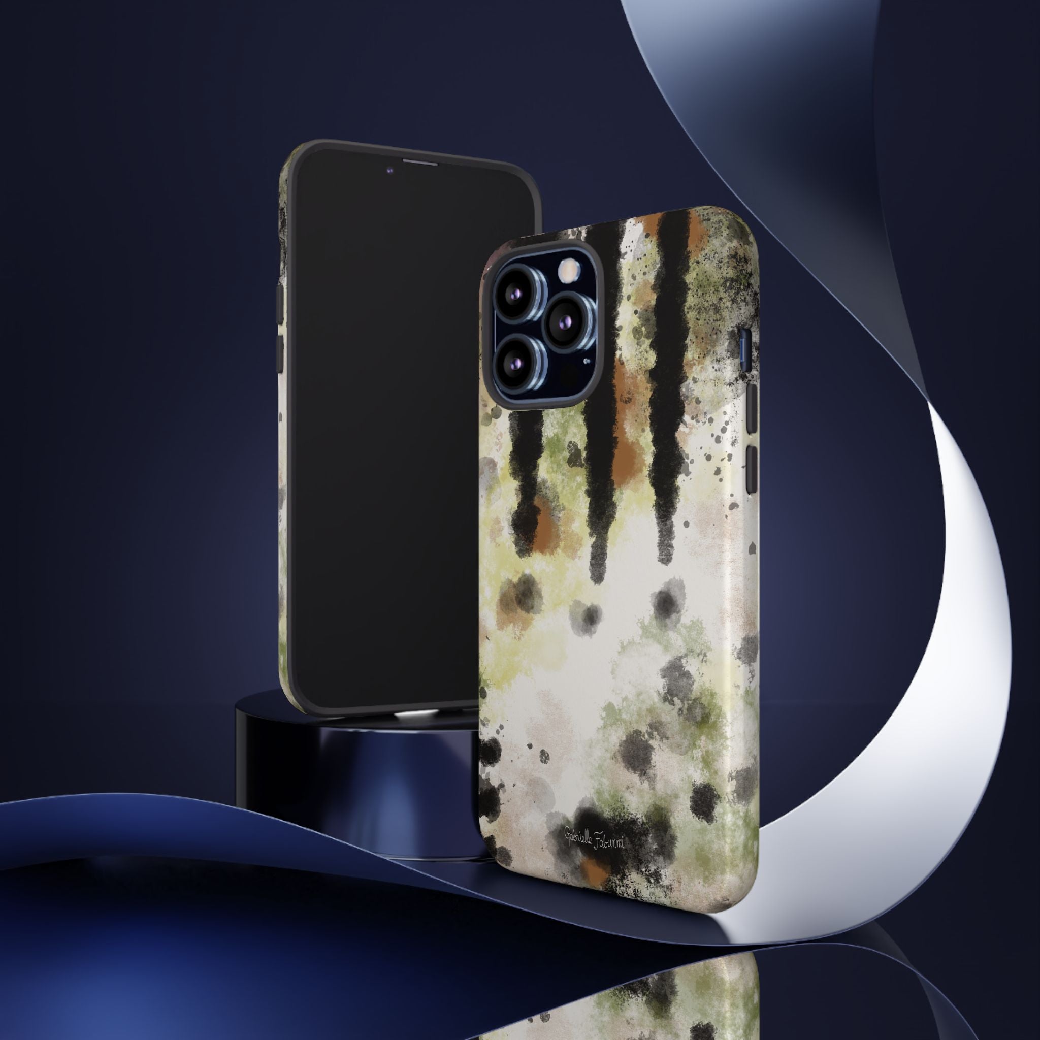 Abstract Camouflage Tough Phone Case — Watercolor Drip Design