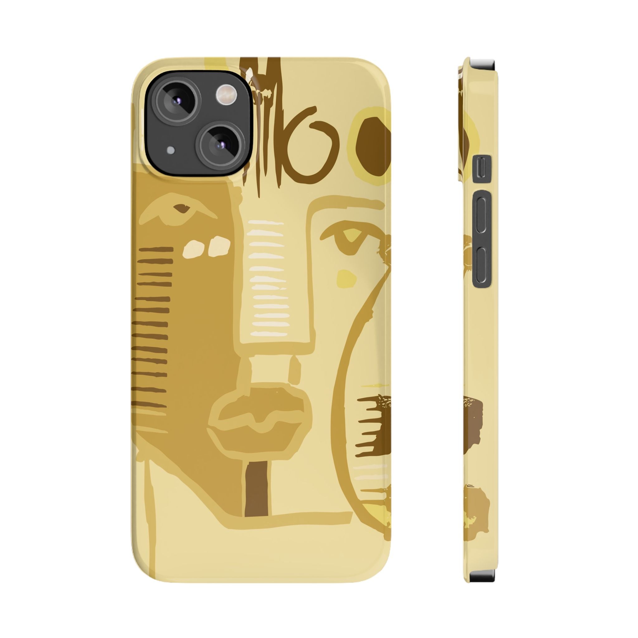 Abstract Face Art Slim Phone Case | Minimalist Neutral Tones