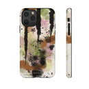 Watercolor Ink Splash Tough Phone Case — Abstract Olive, Blush & Charcoal Protective Cover