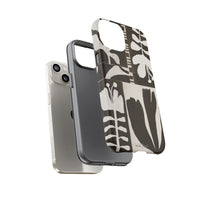 Floral Block Print Tough Phone Case — Black & White Botanical Protective Cover