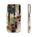 Watercolor Ink Splash Tough Phone Case — Abstract Olive, Blush & Charcoal Protective Cover