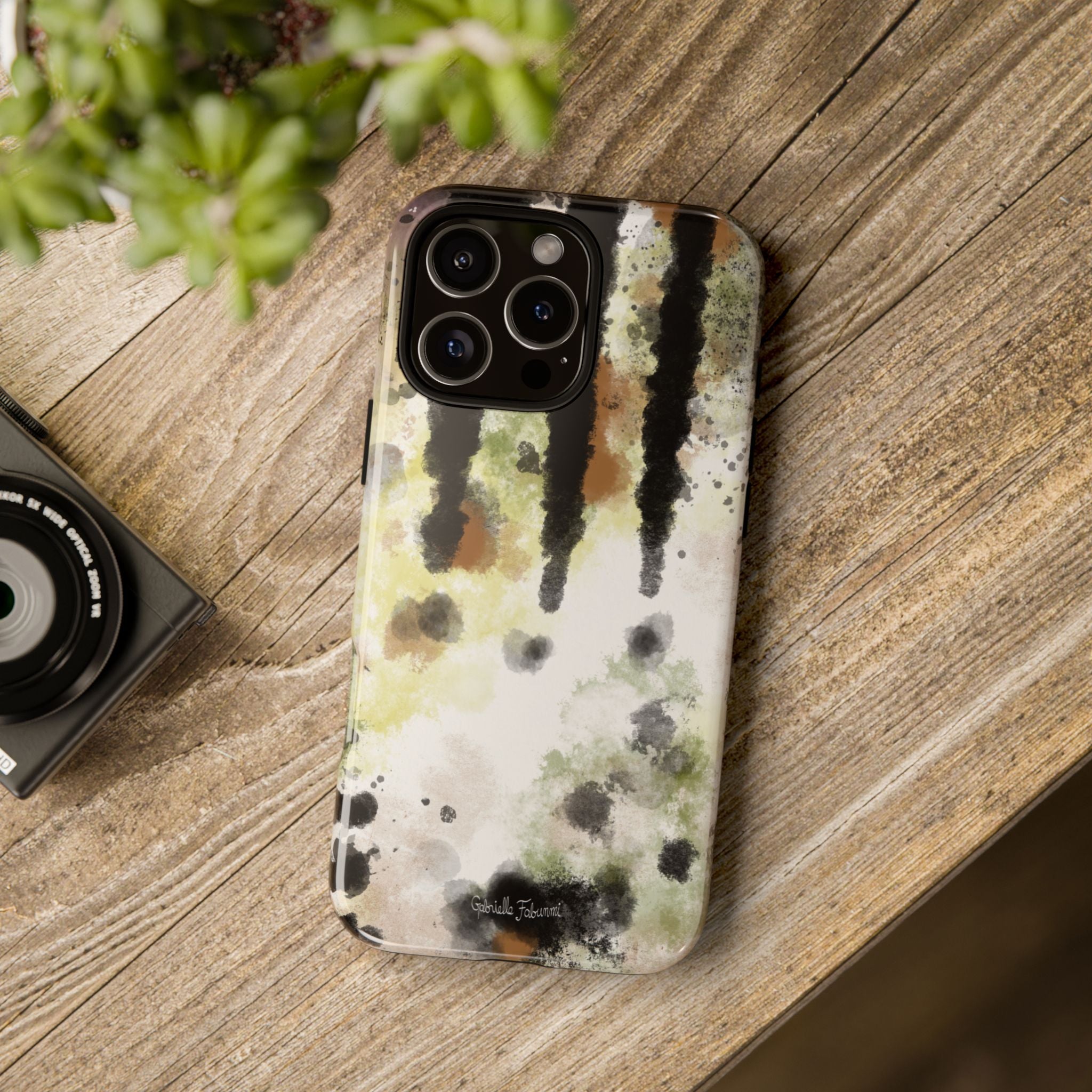 Abstract Camouflage Tough Phone Case — Watercolor Drip Design