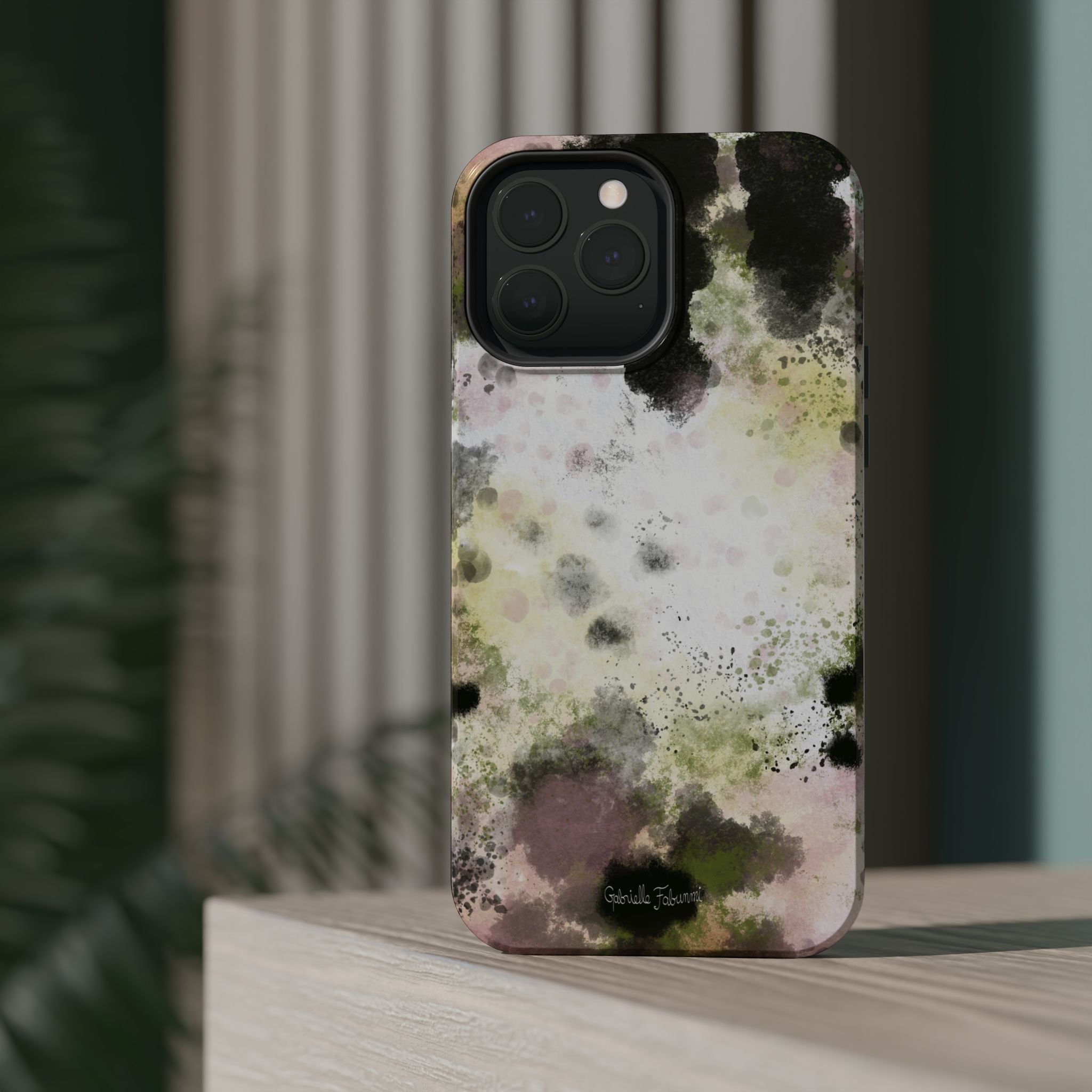 Watercolor Moss Phone Case — Impact‑Resistant Magnetic iPhone Cover