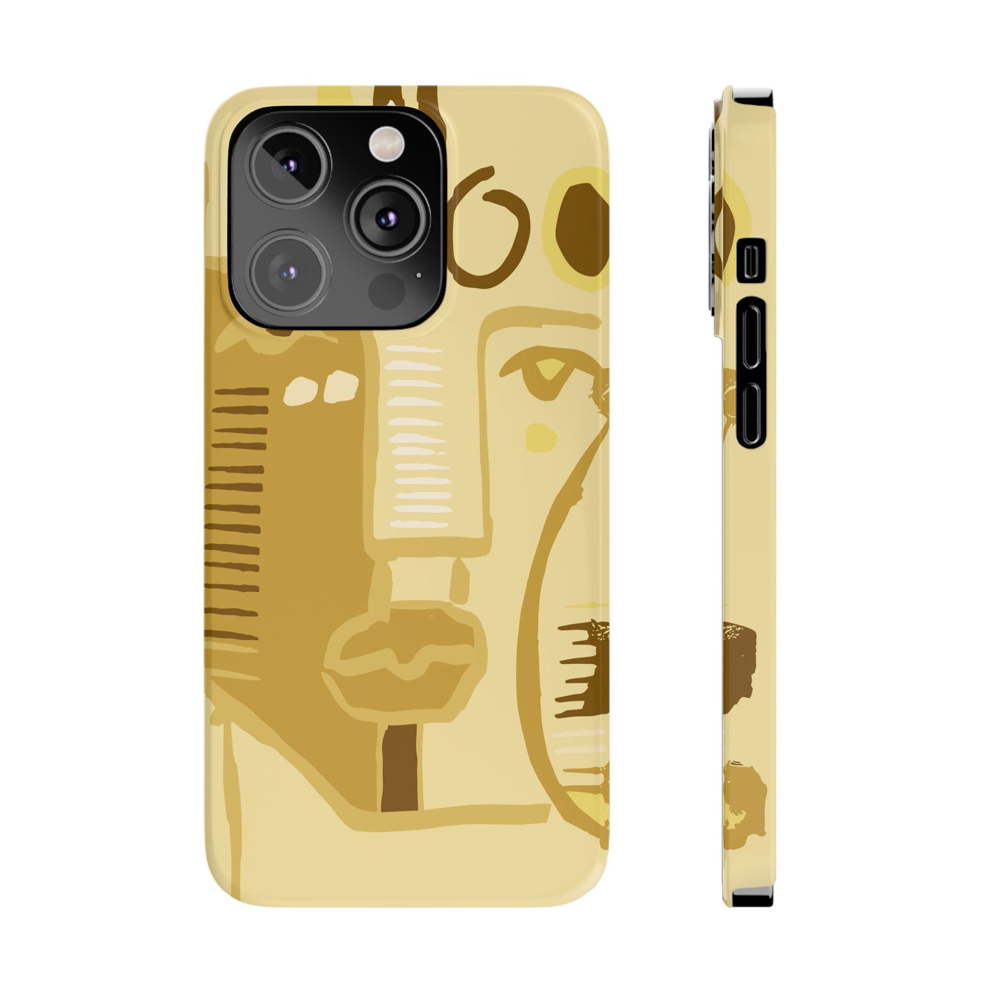 Abstract Face Art Slim Phone Case | Minimalist Neutral Tones