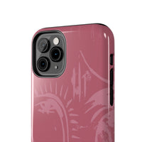 Abstract Line Face Tough Phone Case | Blush Pink Minimalist Art