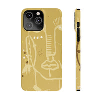Abstract Line Face Slim Phone Case | Minimalist Art, Mustard Yellow