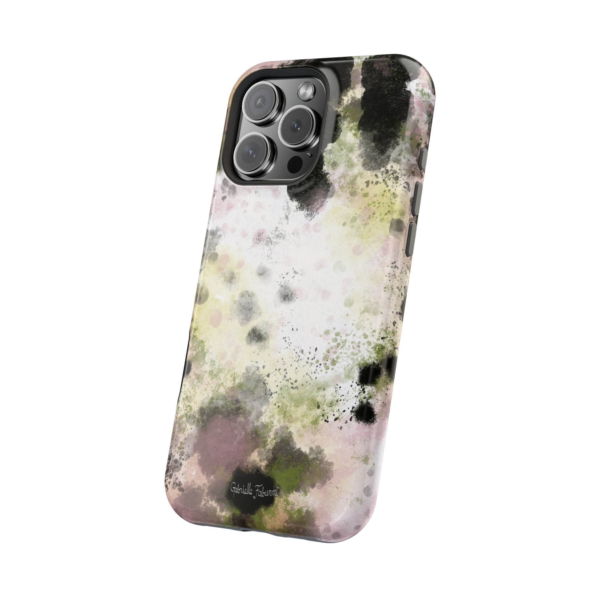 Watercolor Moss Phone Case — Impact‑Resistant Magnetic iPhone Cover