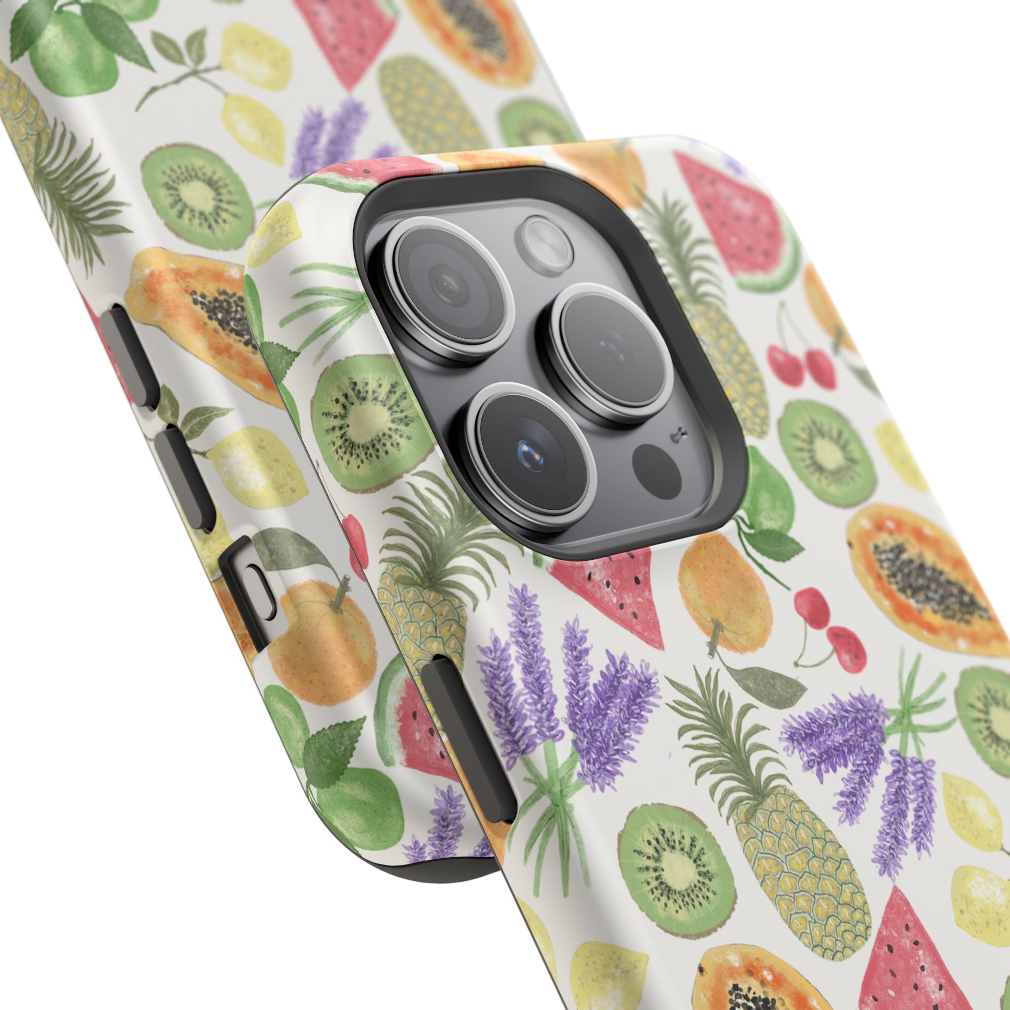 Tropical Fruit Magnetic Impact Phone Case — Watercolor Kiwi, Papaya & Watermelon