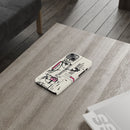 Abstract Face Line Art Slim Phone Case | Minimal Pink Accent