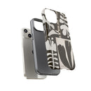 Floral Block Print Tough Phone Case — Black & White Botanical Protective Cover