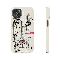 Abstract Face Line Art Slim Phone Case | Minimal Pink Accent
