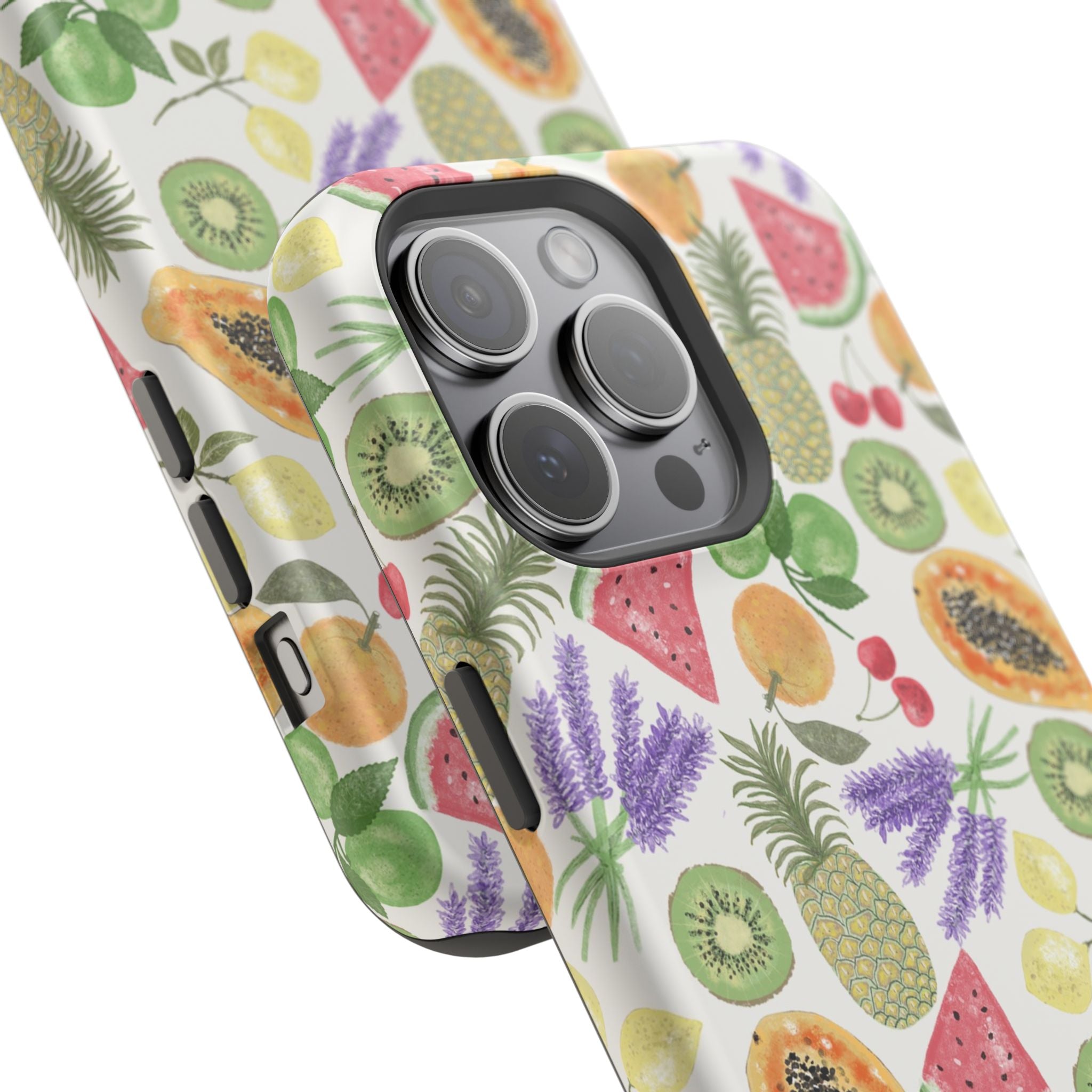 Tropical Fruit Magnetic Impact Phone Case — Watercolor Kiwi, Papaya & Watermelon