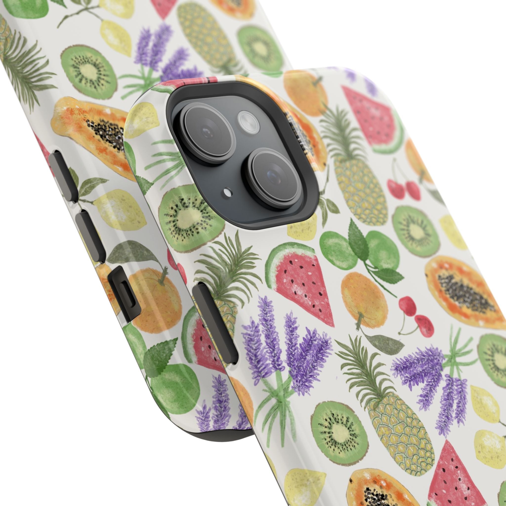 Tropical Fruit Magnetic Impact Phone Case — Watercolor Kiwi, Papaya & Watermelon
