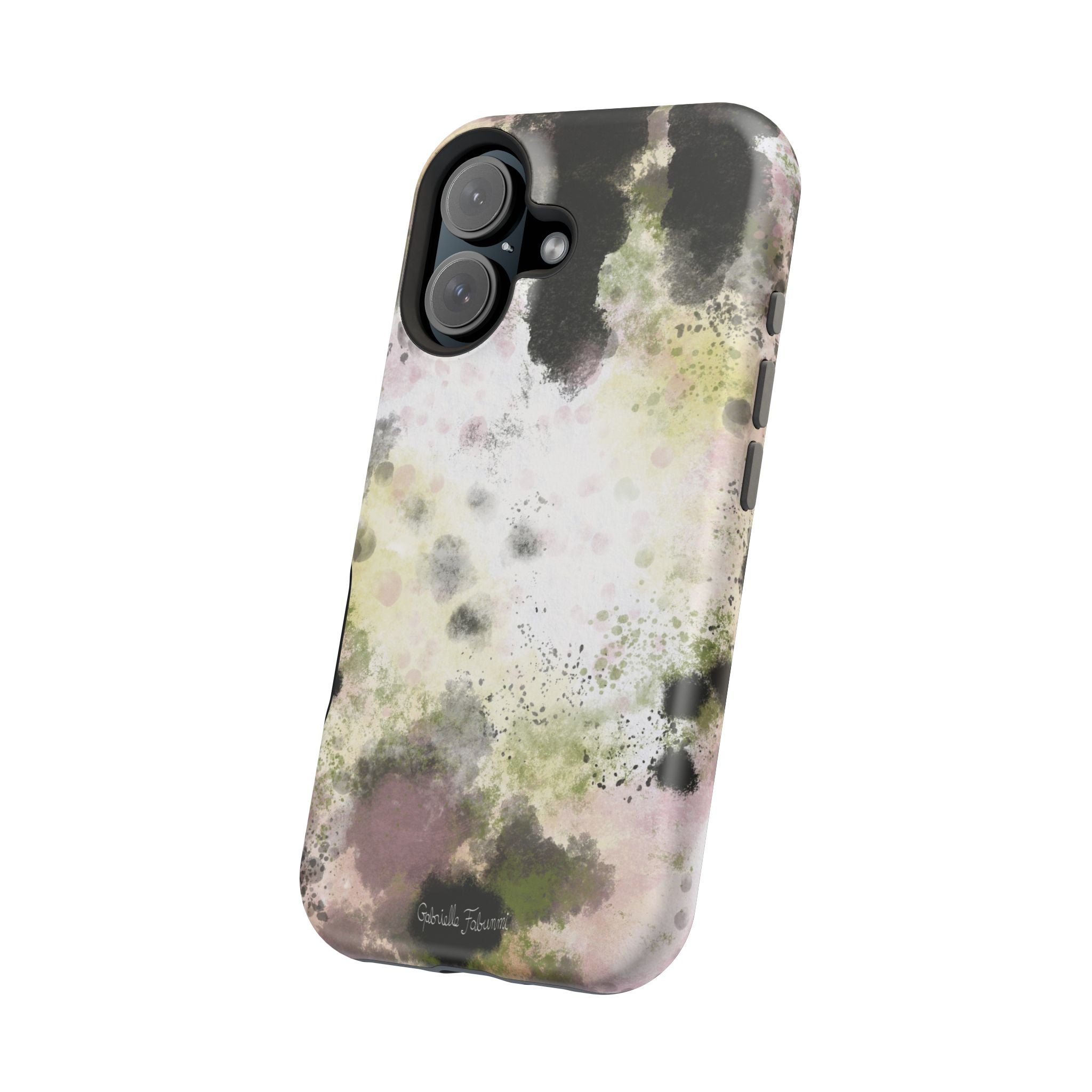 Watercolor Moss Phone Case — Impact‑Resistant Magnetic iPhone Cover