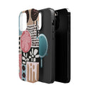 Abstract Floral Magnetic Phone Case — Impact-Resistant Protective Cover with Pink & Teal Collage Design