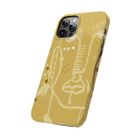 Abstract Line Face Slim Phone Case | Minimalist Art, Mustard Yellow