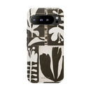 Floral Block Print Tough Phone Case — Black & White Botanical Protective Cover