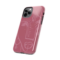 Abstract Line Face Tough Phone Case | Blush Pink Minimalist Art