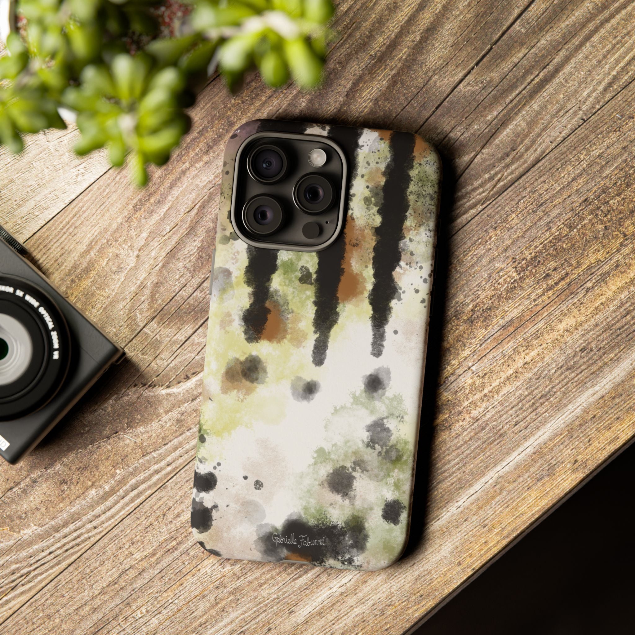 Abstract Camouflage Tough Phone Case — Watercolor Drip Design