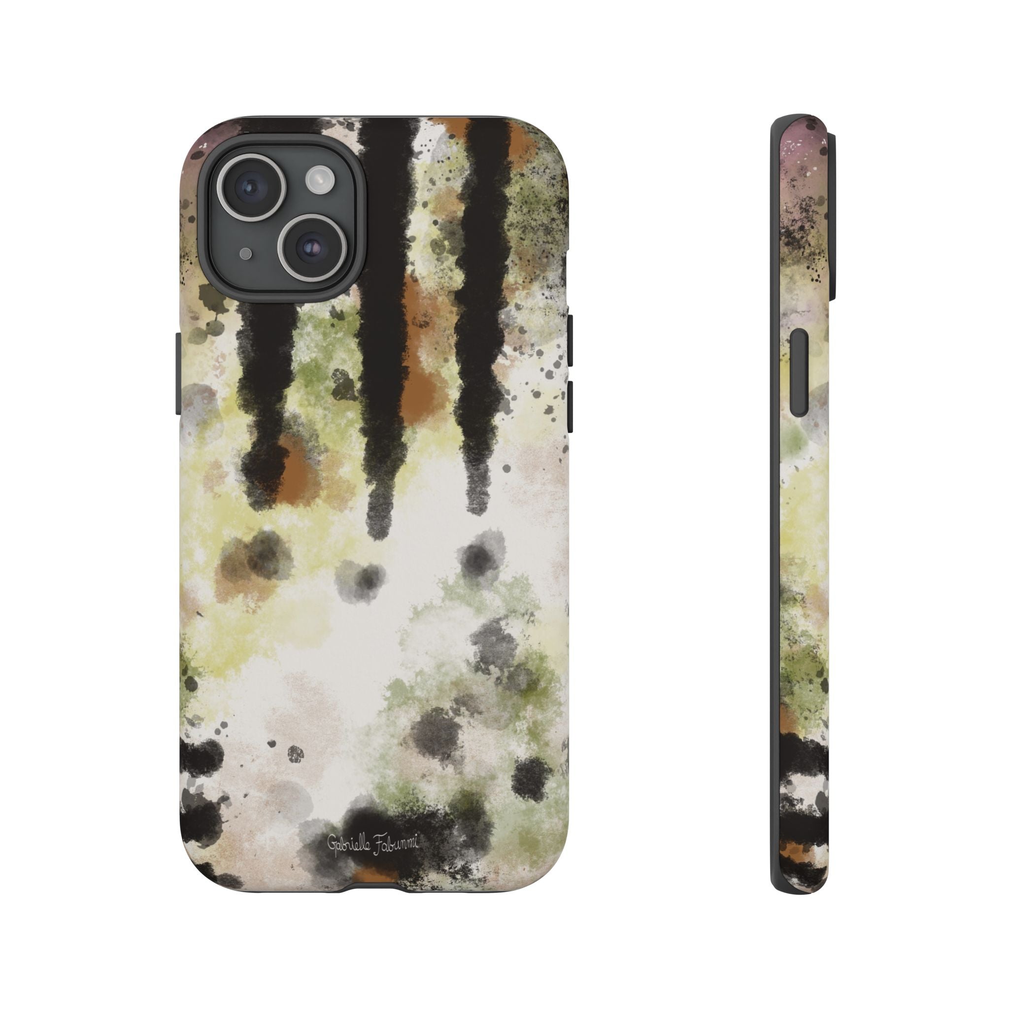 Abstract Camouflage Tough Phone Case — Watercolor Drip Design