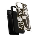 Floral Block Print Tough Phone Case — Black & White Botanical Protective Cover