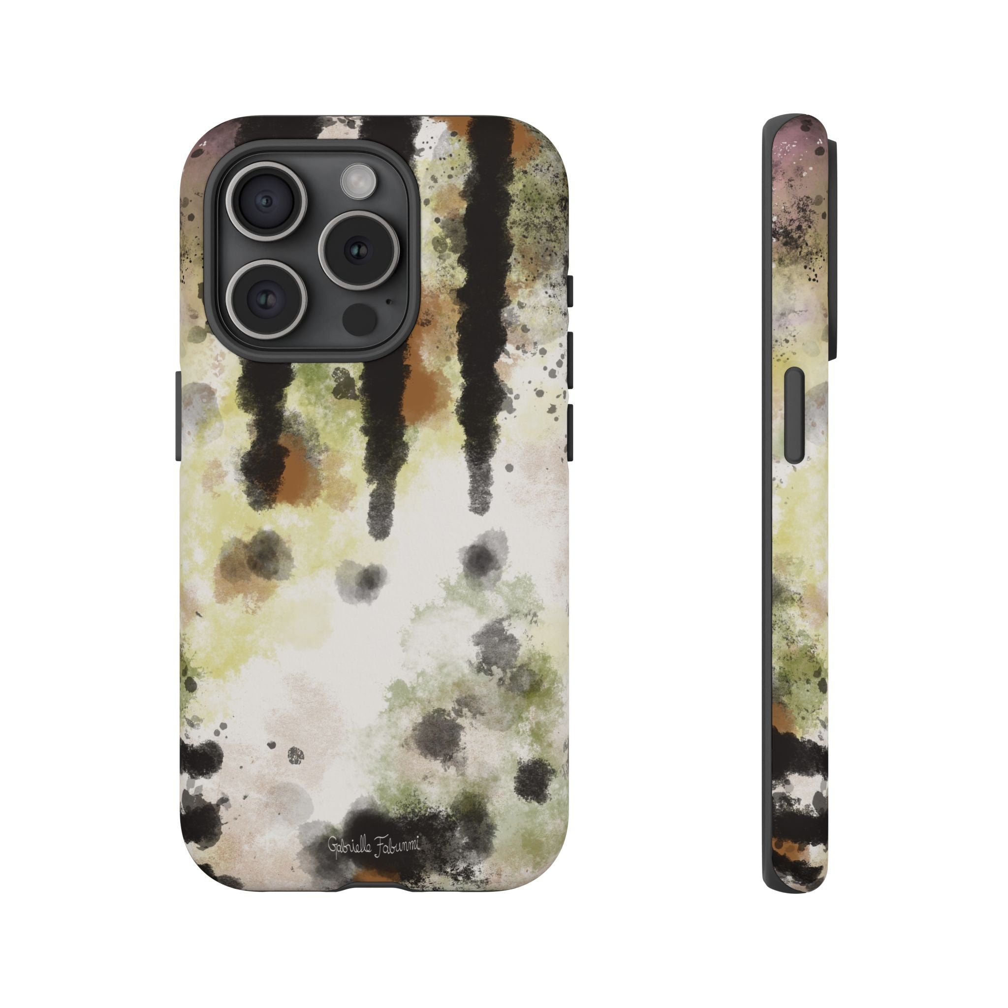 Abstract Camouflage Tough Phone Case — Watercolor Drip Design