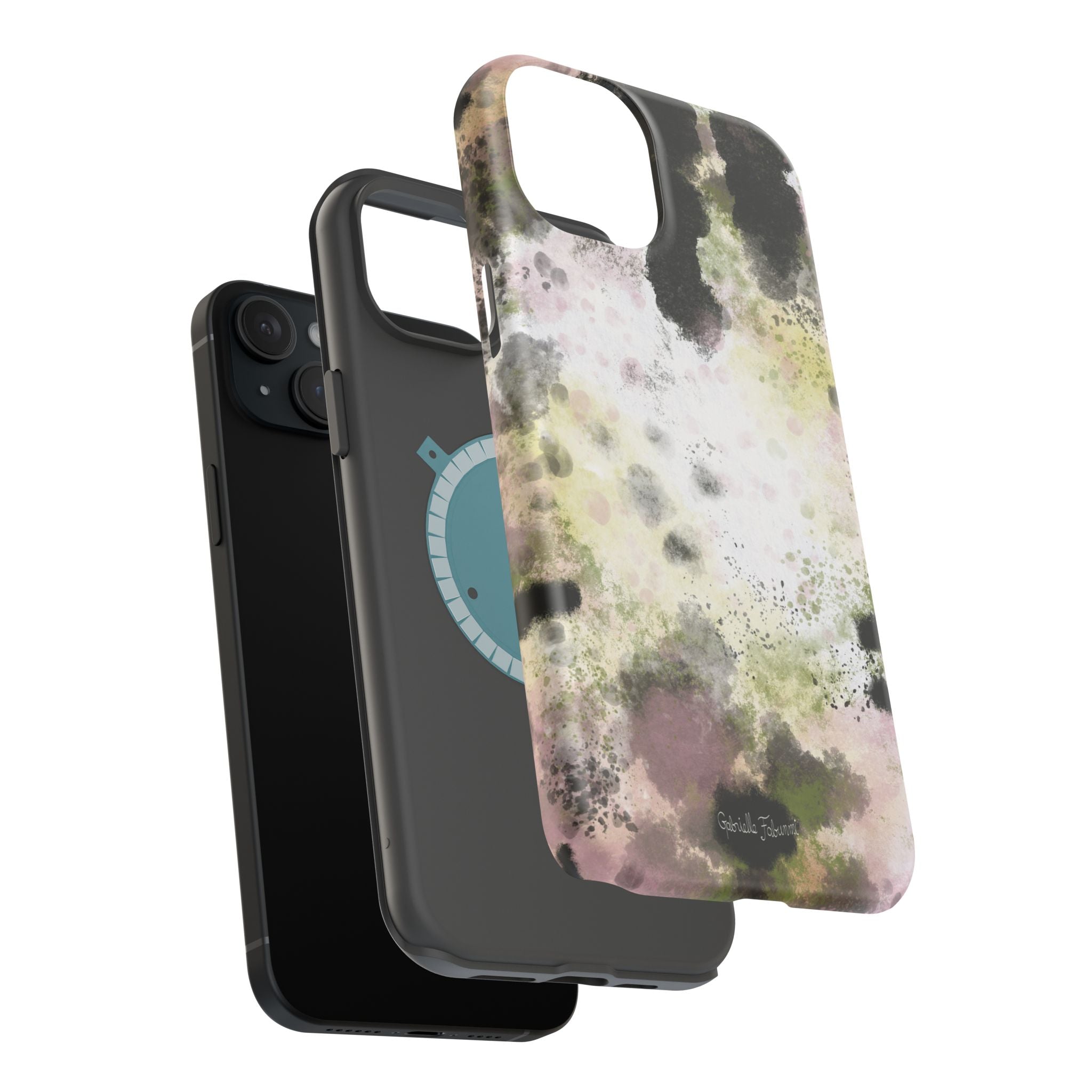 Watercolor Moss Phone Case — Impact‑Resistant Magnetic iPhone Cover