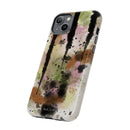 Watercolor Ink Splash Tough Phone Case — Abstract Olive, Blush & Charcoal Protective Cover