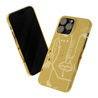 Abstract Line Face Slim Phone Case | Minimalist Art, Mustard Yellow