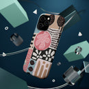 Abstract Floral Magnetic Phone Case — Impact-Resistant Protective Cover with Pink & Teal Collage Design